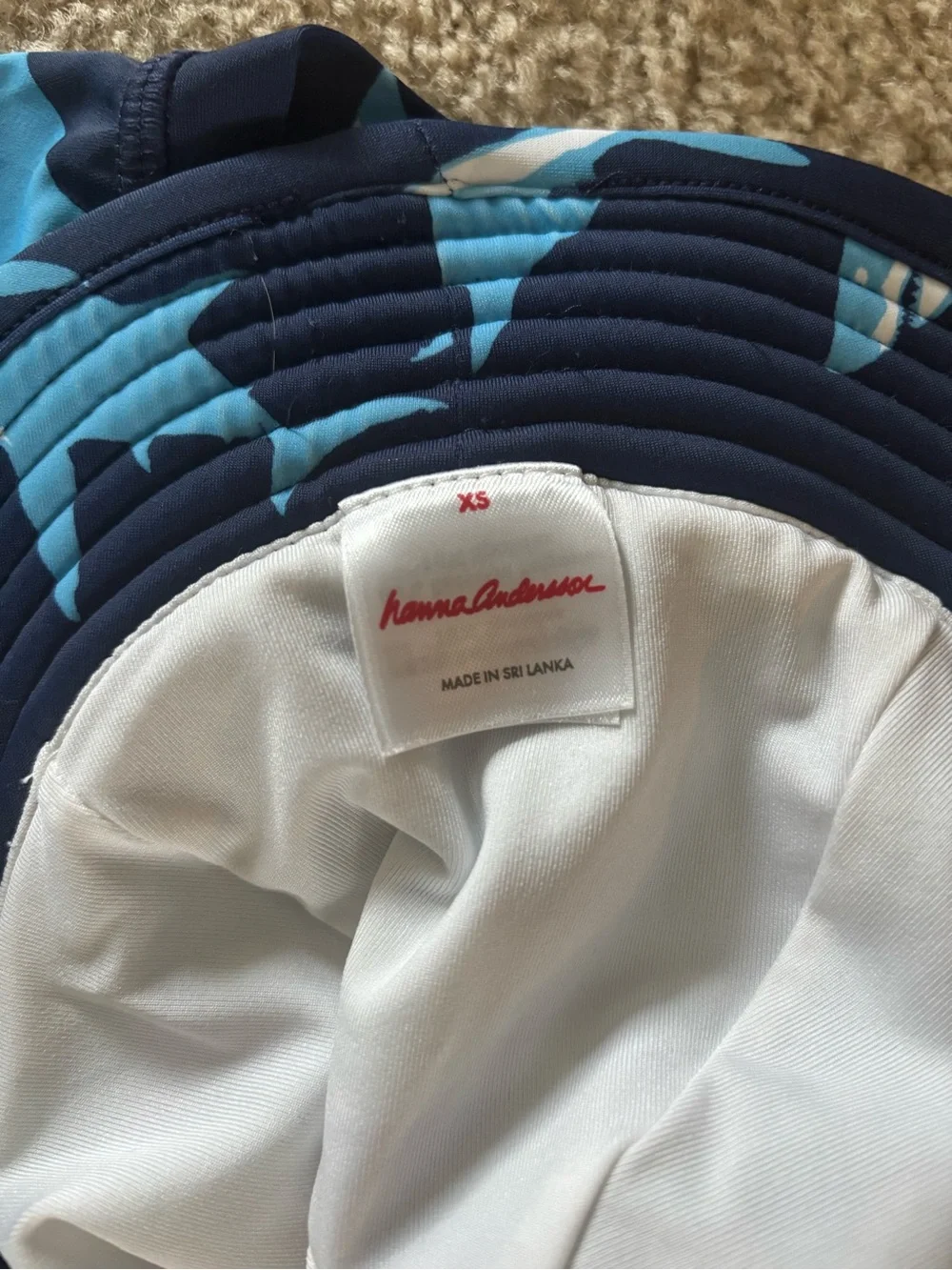 Hanna Andersson Navy & Blue Shark Rashguard One-Piece with Matching Hat